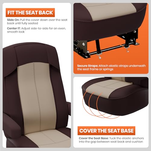 VALUN RV Seat Covers (Brown 2 Pack) – Captains Chair Seat Covers for RV Captain Chair & Motorhome Chairs, Universal Fit RV Chair Covers for Camper, Trailer, Van, Protects Against Dirt, Spills & Wear - style: BROWN (2PK RV COVER)