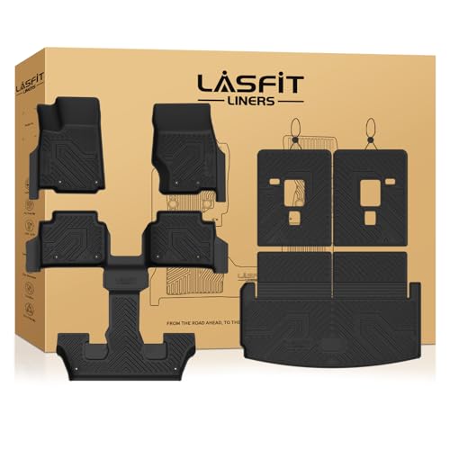 LASFIT Floor Mats for Jeep Grand Cherokee L 2021-2025 2026 (ONLY for 6 Seaters Without Center Console) All Weather Custom Fit Car Floor Liners Seatback Cargo Trunk Mat Black - style: Grand Cherokee L 6 Seats 2021-2026 Floor Mats