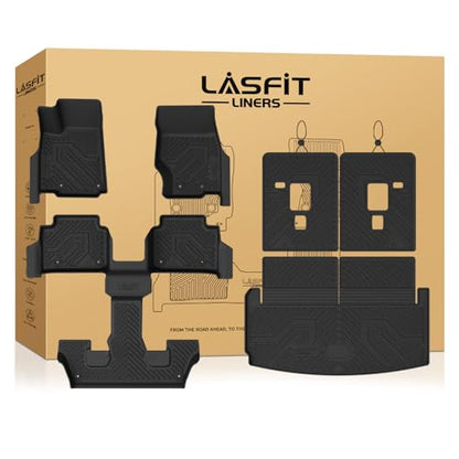 LASFIT Floor Mats for Jeep Grand Cherokee L 2021-2025 2026 (ONLY for 6 Seaters Without Center Console) All Weather Custom Fit Car Floor Liners Seatback Cargo Trunk Mat Black - style: Grand Cherokee L 6 Seats 2021-2026 Floor Mats