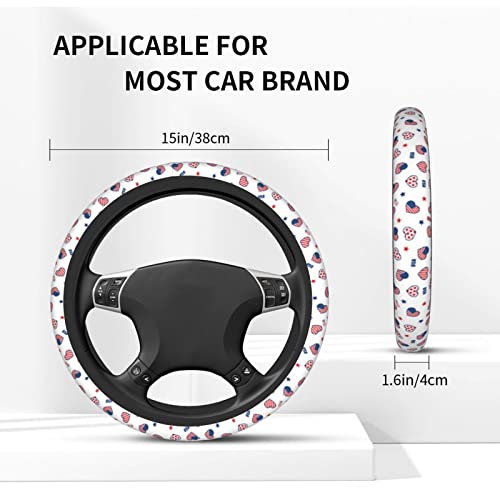 4th of July American Flag Steering Wheel Covers Universal 15 Inch Non Slip Neoprene Car Steering Wheel Protector Covers for Men Women - color: Black6