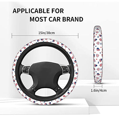 4th of July American Flag Steering Wheel Covers Universal 15 Inch Non Slip Neoprene Car Steering Wheel Protector Covers for Men Women - color: Black6
