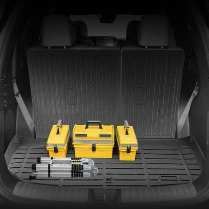 VEVOR Cargo Mats Compatible with Hyundai Palisade 2020-2024, Custom Fit TPE Cargo Liner Set for SUVs, Trunk and Rear Back Seat Protector Replacement, Black, Trunk Mat and Backrest Mats - style: Hyundai Palisade 2020-2024