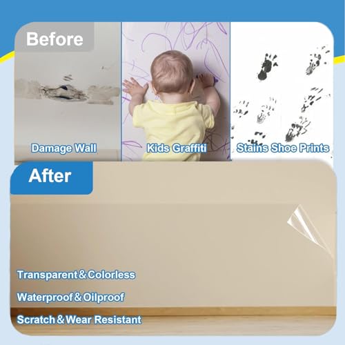 Clear Wall Protector, Adhesive-Free Cover for Kitchen & Office from Bin, Chair Back, Furniture, Door, Pet, Electrostatic Wall Protective Film (15.7in*9.84ft) - size: 15.7in*9.84ft