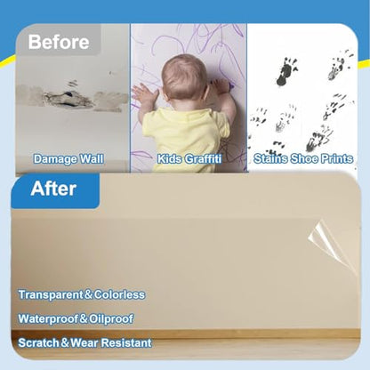 Clear Wall Protector, Adhesive-Free Cover for Kitchen & Office from Bin, Chair Back, Furniture, Door, Pet, Electrostatic Wall Protective Film (15.7in*9.84ft) - size: 15.7in*9.84ft