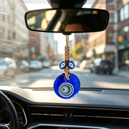 3.1'' Large Glass Evil Eye Amulet Turkish Nazar Bead Home Protection Charm Wall Hanging Ornament for Christmas Tree