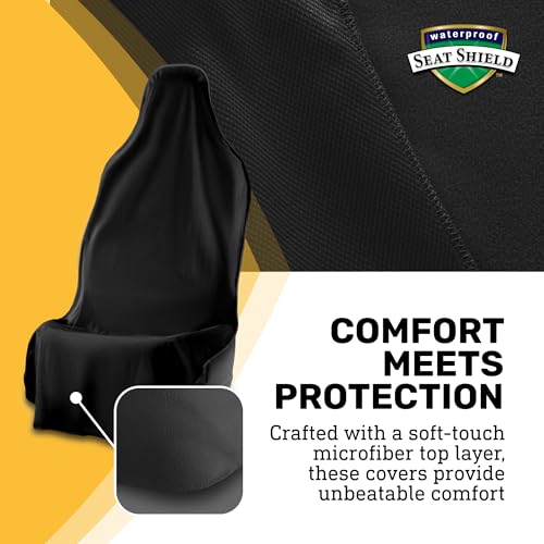 UltraSport Waterproof Towel Car Seat Cover, Universal Fit, Sweatproof & Odor-Resistant Front Seat Protector, Quick-Dry, Machine Washable for Gym, Pets, Travel, Outdoor Adventures, Black