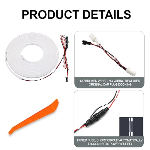 LED Trunk Light Strip Compatible with 2015-2025 Toyota Sienna, Easy to Install, Waterproof, Flexible Silicone recessed Trunk Light, White