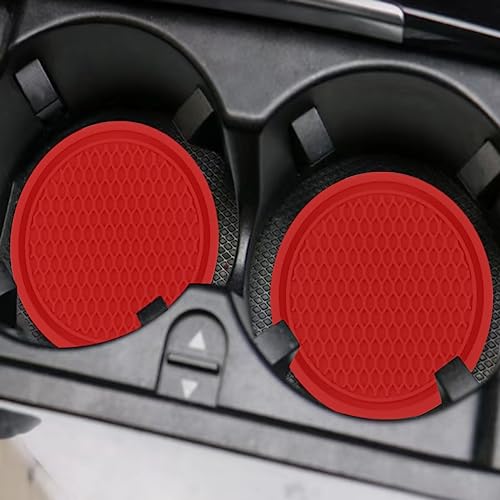 ZSDY Car Cup Coaster, 4PCS Universal Auto Non-Slip Cup Holder Embedded in Ornaments Silicone Coaster, Car Interior Accessories Sets, Red - color: Red