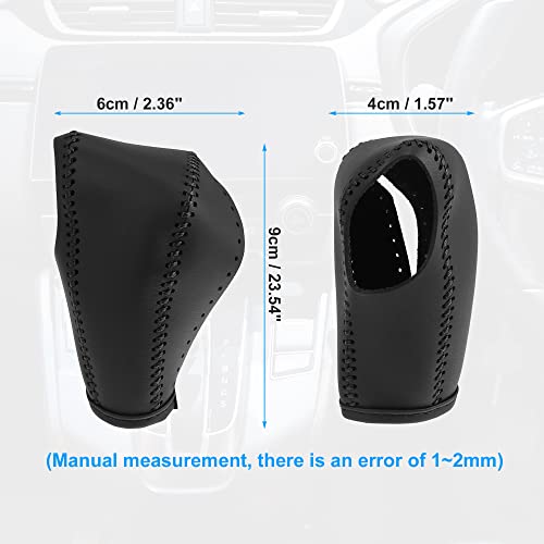 X AUTOHAUX Black Car Interior Faux Leather Gear Shifter Shift Knob Cover Transmission Shift Boot Lever for Honda HR-V 2016-2021 Black Stitches - color: Black