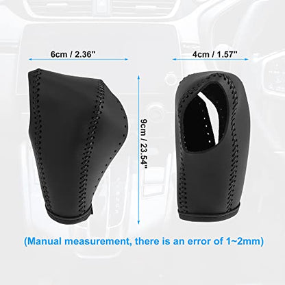 X AUTOHAUX Black Car Interior Faux Leather Gear Shifter Shift Knob Cover Transmission Shift Boot Lever for Honda HR-V 2016-2021 Black Stitches - color: Black
