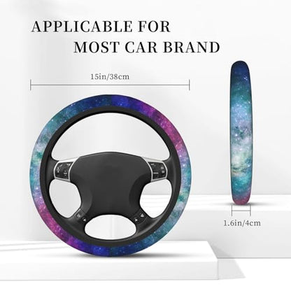 Space Galaxy Print Elastic Steering Wheel Cover Universal 15 Inch - color: 1