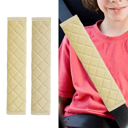 2PCS Universal Car Seatbelt Pad Cover, Long Crystal Velvet Shoulder Cover Kit for Adults and Children, Helps Avoid Friction on Shoulder and Neck, Fits All Cars and Packs