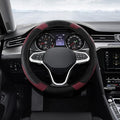 Car Steering Wheel Cover, Steering Wheel Protector, Universal 14.5-15 Inch Microfiber Leather Breathable Auto Steering Wheel Covers, Carbon Fiber Steering Wheel Cover for Women Men (Wine) - color: Wine red