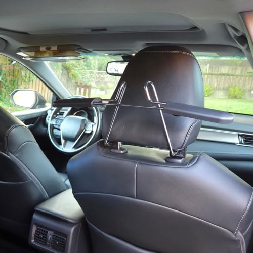 Car Headrest Coat Hanger, Universal Vehicle Back Seat Clothes Hook, Chrome Stainless Steel, Garment Holder for Auto Interior