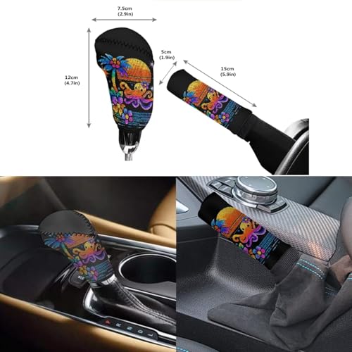 Forchrinse Hawaiian Octopus Car Seat Covers Full Set for Women Men Front Back Seat Cover Steering Wheel Cover Seatbelt Pads Handbrake Gearshift Cover Garbage Can 15Pack Auto Accessories - color: Hawaiian Octopus