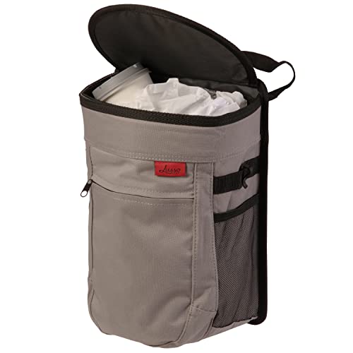 Lusso Gear Spill-Proof Car Trash Can - Leakproof Liner & Flip-Top Lid Auto Trash Can - Hangs in Trucks & SUVs as Trunk Organizer - 2.5-Gal Mesh Pockets for Camper Accessories - 2.5 Gal, Gray, Round - color: 1-Pack Gray, style: 2.5 Gal
