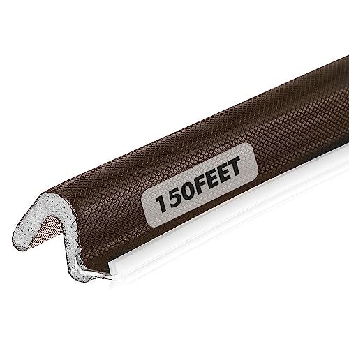 BBTO Weather Stripping Door Seal Exterior Weather Strip for Window V-Shaped Foam Kerf Garage Door Gap Blocker Soundproof Home Improvement Easy to Install(150 Feet,Brown) - color: Brown, size: 150 Feet