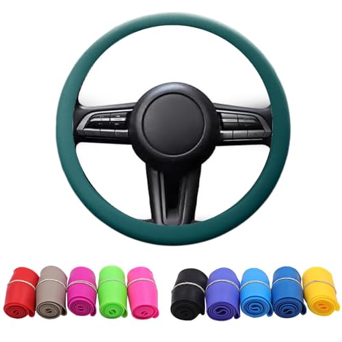 Cool Non-Slip Steering Wheel Protector - Soft Silicone Car Steering Wheel Cover (Dark Green) - color: Dark Green