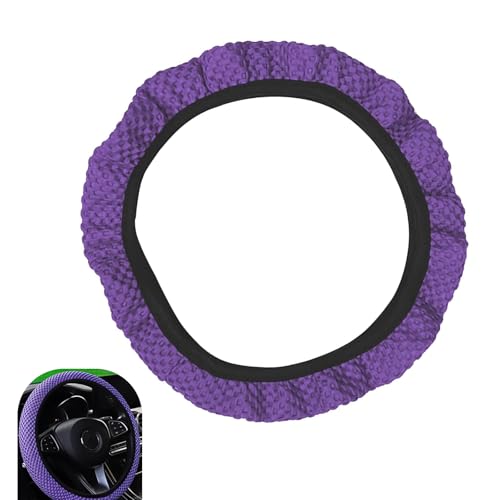 Steering Wheel Cover, Ice Silk & Microfiber 3D Massage Mesh Car Steering Wheel Cover, Breathable Anti-Slip Easy Grip Wheel Protector 14.5"-15", Universal for Most Cars (Purple) - color: Purple
