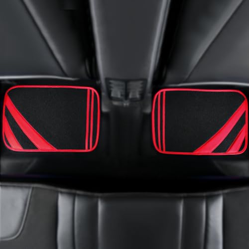 CAR PASS Red Edge Leather Car Floor Mats, Universal Waterproof Car Mats with Double Stitch Line and Anti-Slip Backing Design, for Cute Girly Women, Fit 95% Automotive,SUVs,Sedan,Vans (Black and Red)
