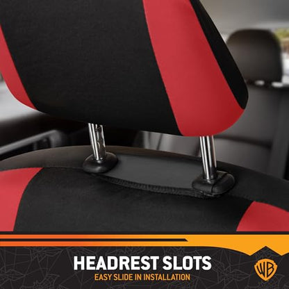 BDK Wonder Woman Car Seat Covers - Full 9 Piece Set - Warner Brothers Polyester Seat Protectors Black & Red - size: Full Set, style: Wonder Woman