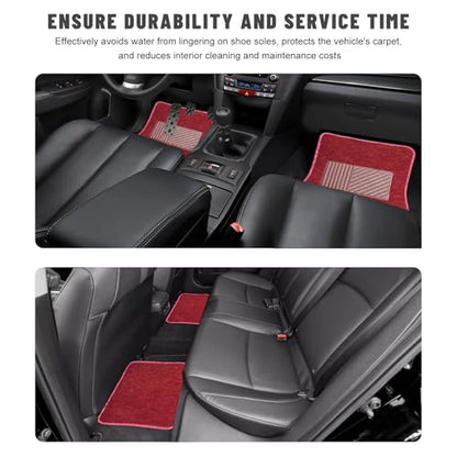 Sun Walker 4 PCS Car Floor Mats, Waterproof Anti-Slip Front & Rear Car Carpets with Driver Heel Pad, All Weather Floor Protective Pads Universal for SUVs Trucks Sedans Vans (Wine Red) - color: Wine Red