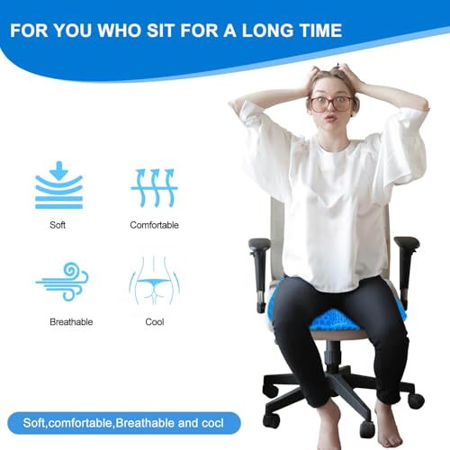 Large Gel Seat Cushion for Long Sitting with Non-Slip Cover,Soft & Breathable,Seat Cushion for Chair,Car,Office,Desk Chair,Wheelchair - size: Medium Size