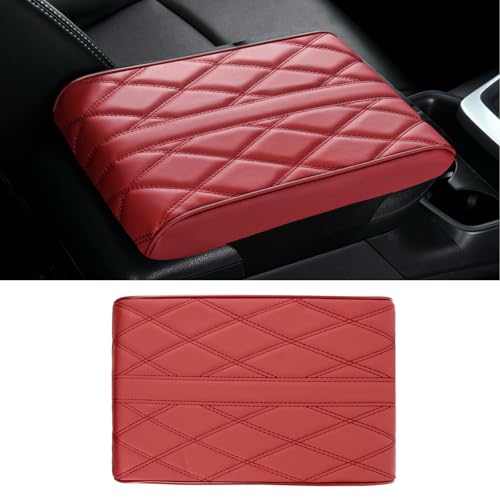 Memory Foam Car Armrest Cushion, 13"×8.3"×2" Leather Car Armrest Cover Pad, Auto Center Console Cover, Universal Vehicle Arm Rest Cover Protector, Interior Car Accessories (Wine Red) - color: Wine Red