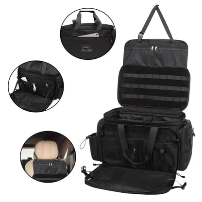 MOSISO Patrol Bag Law Enforcement, Car Front Seat Organizer for Police Equipment, Police Gear Bag with Padded 16 inch Laptop Compartment, Hanging Seat Storage Case for Patrol Vehicle,Car,Truck, Black