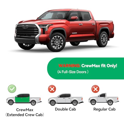 Floor Mats Custom for Toyota Tundra 2022-2026 (Only for CrewMax Cab), TPE Automotive All Weather Cover Protection Waterproof Black Floor Liner Front & Rear Row Full Set Car Mats, 3PCS - size: 3PCS (2Row), style: For 2022-2025 | Toyota Tundra (Only for Cre
