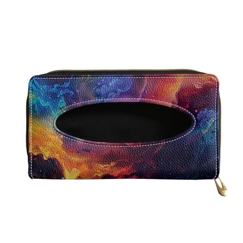 Biyejit Car Tissue Holder, Colorful Galaxy PU Leather Hanging Paper Towel Box, Auto Napkin Holder Cover Paper Tissue Dispenser for Sun Visor & Backseat Vehicle - color: Colorful Galaxy, size: 1 Pack