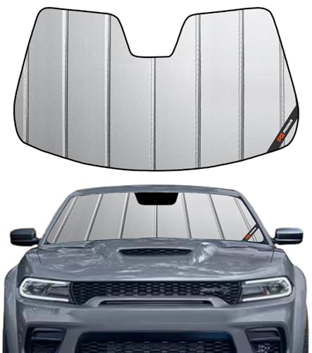 Windshield Sun Shade for Dodge Charger 2011-2023 with Rearview Mirror Mounted Camera - Safeguard