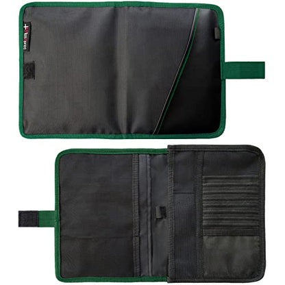 Glove Box Compartment Organizer - Car Document Holder - Owner Manual Case Pouch - Vehicle Storage Wallet for Registration & Insurance Card - Premium Auto Paperwork Holder - Log Book included - Green