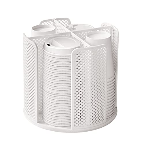 Cup and Lid Organizer Cup Dispenser Coffee Cup Organizer Paper Cup Holder Rotating for Bathroom, Restaurant, Break Room, Coffee Station, Bar, Buffet, Kitchen Cabinet, Countertop,4 Compartment - color: White