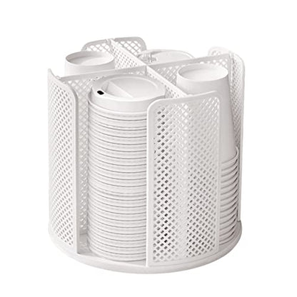 Cup and Lid Organizer Cup Dispenser Coffee Cup Organizer Paper Cup Holder Rotating for Bathroom, Restaurant, Break Room, Coffee Station, Bar, Buffet, Kitchen Cabinet, Countertop,4 Compartment - color: White