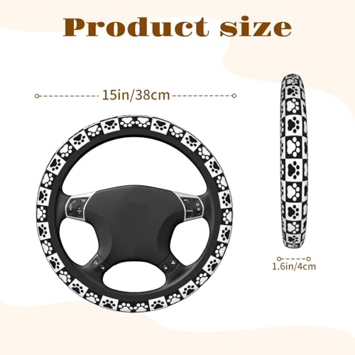 Steering Wheel Cover Accessories Neoprene Cover, Breathable Non-Slip Easy to Install Suitable for Women Men, 14.5-15.5 Inch for Car SUV Van Truck Universal - Grid Claw Print - color: Grid Claw Print