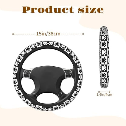 Steering Wheel Cover Accessories Neoprene Cover, Breathable Non-Slip Easy to Install Suitable for Women Men, 14.5-15.5 Inch for Car SUV Van Truck Universal - Grid Claw Print - color: Grid Claw Print
