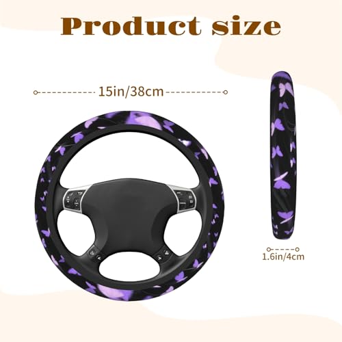 Steering Wheel Cover Accessories Neoprene Cover, Breathable Non-Slip Easy to Install Suitable for Women Men, 14.5-15.5 Inch for Car SUV Van Truck Universal - Butterfly - color: Butterfly