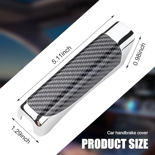 Car Handbrake Cover, Sporty Parking Handbrake Decorative Sleeve, Anti-scratch Non-slip Grip Protective Cover, Self-adhesive Interior Accessory for Most Cars (Carbon Fiber Black)