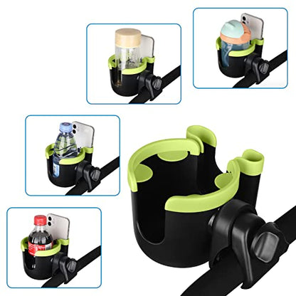 Accmor Stroller Cup Holder with Phone Holder, Bike Cup Holder, Universal Cup Holder for Uppababy Nuna Doona Strollers, 2-in-1 Cup Holder for Walker, Wheelchair, Scooter - color: Mix Green