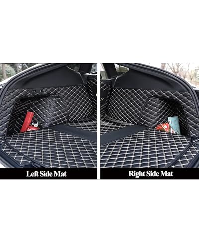 ZYCHUANGYING Trunk Mat Compatible with Porsche-Macan(Gas Model) (Trunk Mat+Backrest Mat+High Sides Panel) Heavy Duty Leather Cargo Liner Anti-Slip - color: Red, size: MacanTrunk Mat