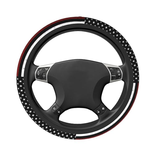 Thin Red Line Steering Wheel Cover - Firefighter American Flag Steering Wheel Covers Car Cup Holder Pad 2 Pack Universal Thin Red Line 15 Inch Auto Anti-Slip Car Wheel Protector - color: Red Line flag