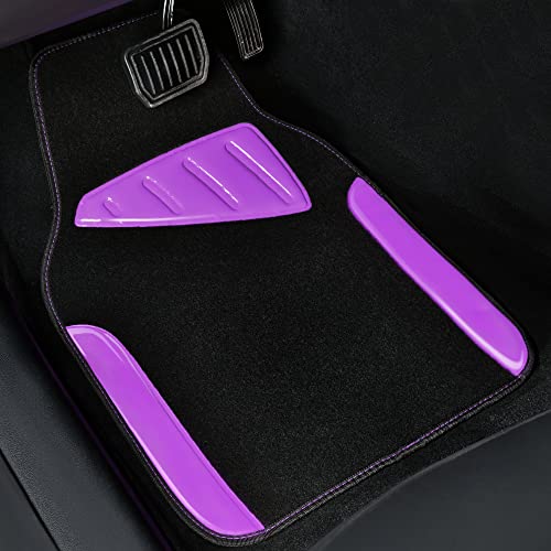 CAR PASS Jelly Waterproof Universal Fit Car Floor Mats, Girly Car Carpet Mats with Anti-Slip Nibbs Backing & Driver Heel Pad Fit for SUV, Vans, sedans, Trucks,Cute car mats of 4pcs for Women (Purple) - color: Purple Gel