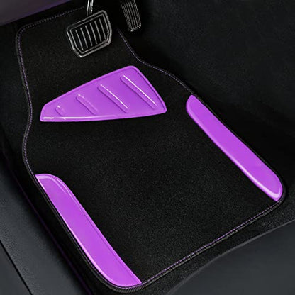 CAR PASS Jelly Waterproof Universal Fit Car Floor Mats, Girly Car Carpet Mats with Anti-Slip Nibbs Backing & Driver Heel Pad Fit for SUV, Vans, sedans, Trucks,Cute car mats of 4pcs for Women (Purple) - color: Purple Gel