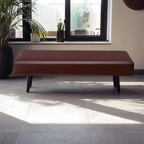 FUANGUI PU Waterproof Bench Cover, Stretch Dining Bench Cover for bedrooms, Living Rooms, Kitchens, Protector Chair Bench Piano Bench Seat Covers Stool Slipcover Removable, Washable - Coffee - color: Pu Coffee