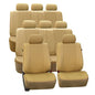 FH Group Three Row Car Seat Covers Deluxe Leatherette with 8 Seater, Airbag Compatible and Rear Split – Universal Fit for Cars Trucks & SUVs (Beige) - color: Solid Beige, style: 3 Row 8 Seater