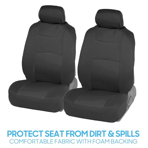 BDK PolyPro Car Seat Covers Full Set in Solid Charcoal – Front and Rear Split Bench Seat Covers for Cars, Easy to Install, Accessories for Auto Trucks Van SUV - color: Solid Gray