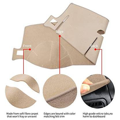 Dashboard Cover Dash Mat Compatible with 2007-2014 Chevy Chevrolet Tahoe Suburban,2007-13 Chevy Avalanche Silverado 1500 2500 3500 LTZ/GMC Sierra SLT Denali,2007-14 GMC Yukon XL (Beige) - color: Beige