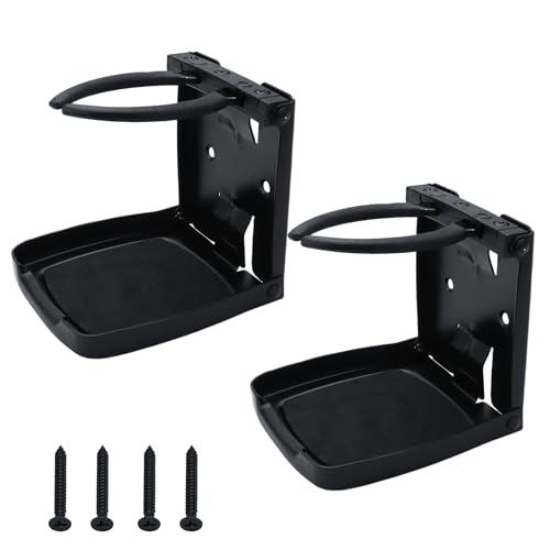 304 Stainless Steel Adjustable Folding Cup Holders,Matte Black Boat Drink Cup Holder,Folding Wall Car Desk Cup Holder for Trucks,RVs,Vans,Boats,Campers,Caravans(2 Pack) - style: Matte Black 2Pack