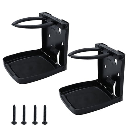 304 Stainless Steel Adjustable Folding Cup Holders,Matte Black Boat Drink Cup Holder,Folding Wall Car Desk Cup Holder for Trucks,RVs,Vans,Boats,Campers,Caravans(2 Pack) - style: Matte Black 2Pack